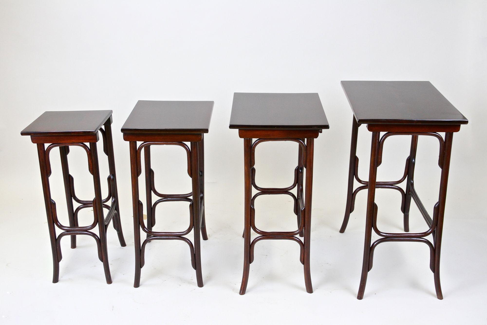 Art Nouveau Bentwood Nesting Tables by Thonet, Marked, Austria circa 1905 5