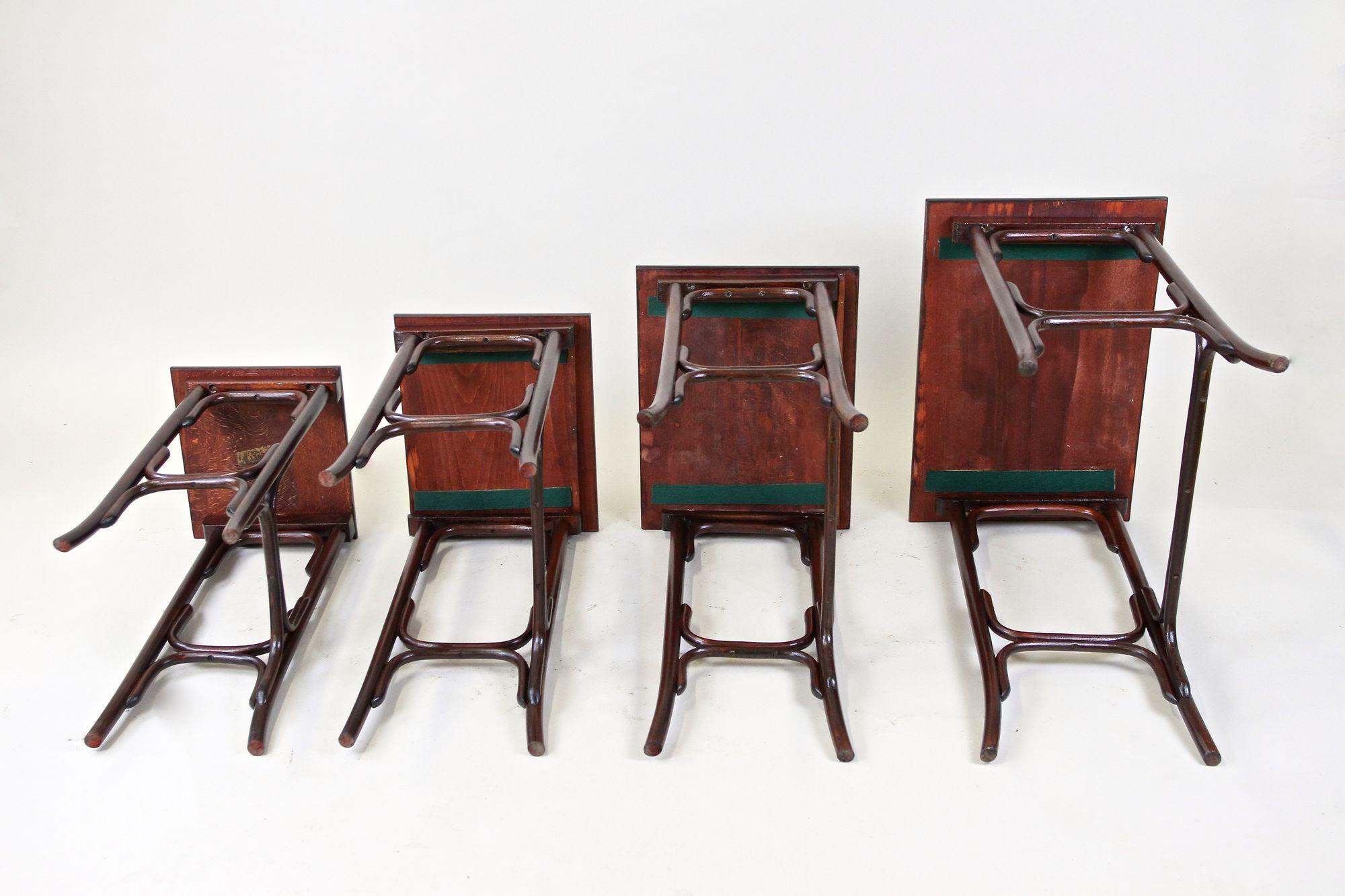 Art Nouveau Bentwood Nesting Tables by Thonet, Marked, Austria circa 1905 For Sale 12