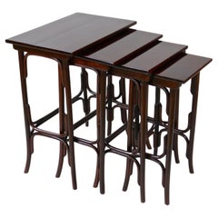 Antique Art Nouveau Bentwood Nesting Tables by Thonet, Marked, Austria circa 1905