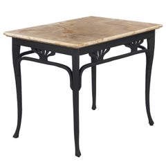 Art Nouveau Bentwood Painted Table with Onyx Top by Thonet, 1900s