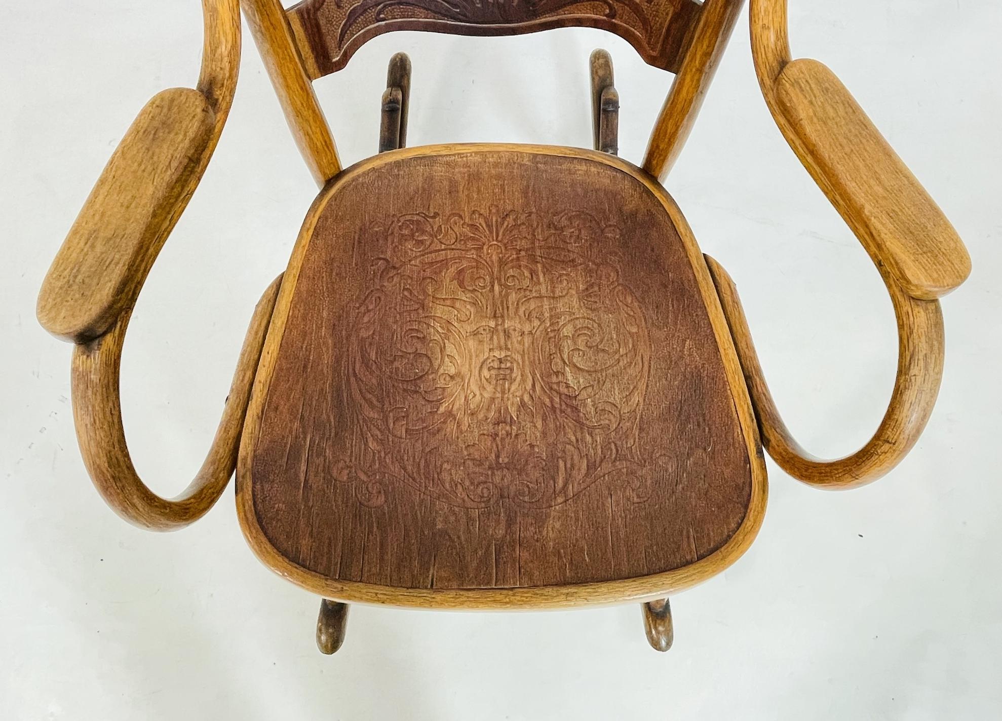 Art Nouveau Bentwood Rocking Chair by Jacob & Josef Kohn, Wien. Austria 1911 For Sale 6
