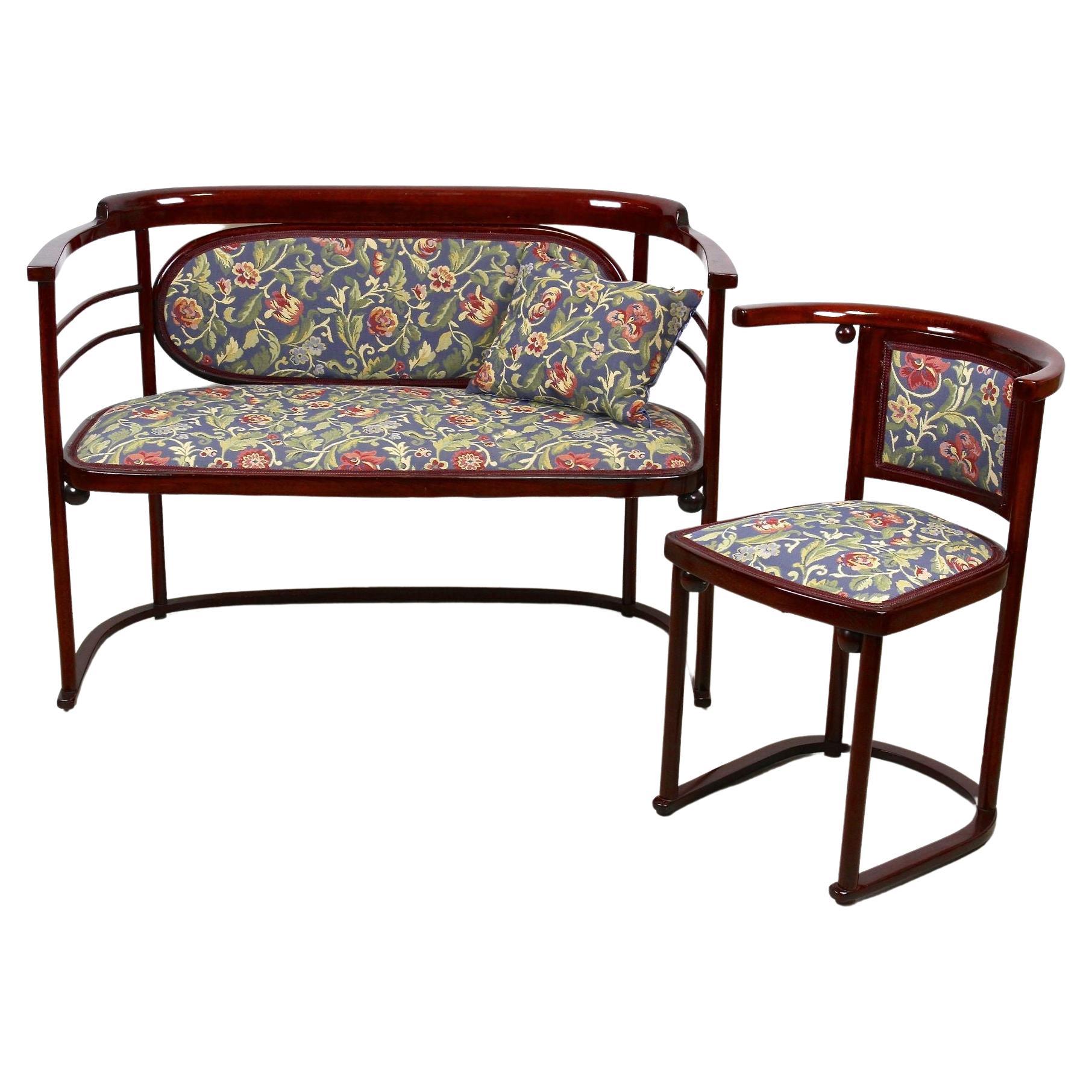 Set di sedute in bengala Art Nouveau "Fledermaus" di J. Hoffmann per Kohn, 1907 ca.