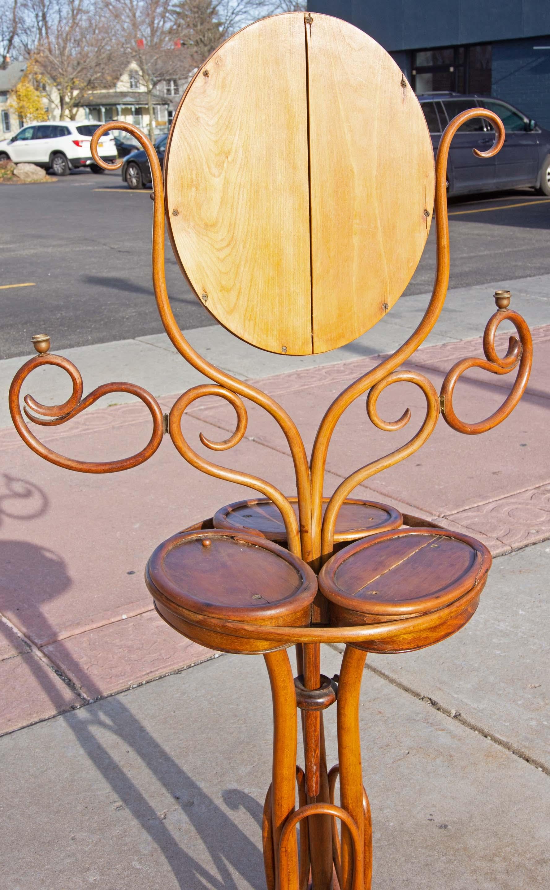 20th Century Art Nouveau Bentwood Shave Stand and Mirror For Sale