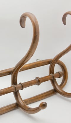 Art Nouveau Bentwood Wall Coat Rack attributed to Thonet, Vienna, 1910s