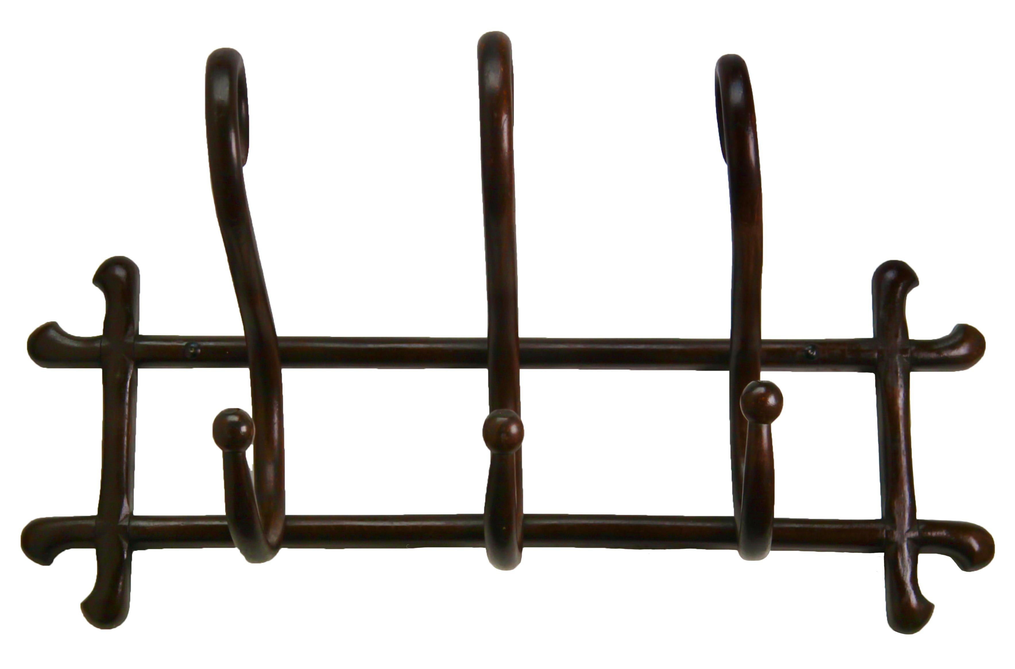 Hand-Crafted Art Nouveau Bentwood Wall Coat Rack Thonet Vienna, 1879-1887