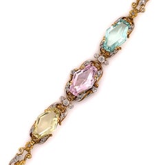 Bracelet Art nouveau en béryl et diamants:: vers 1910