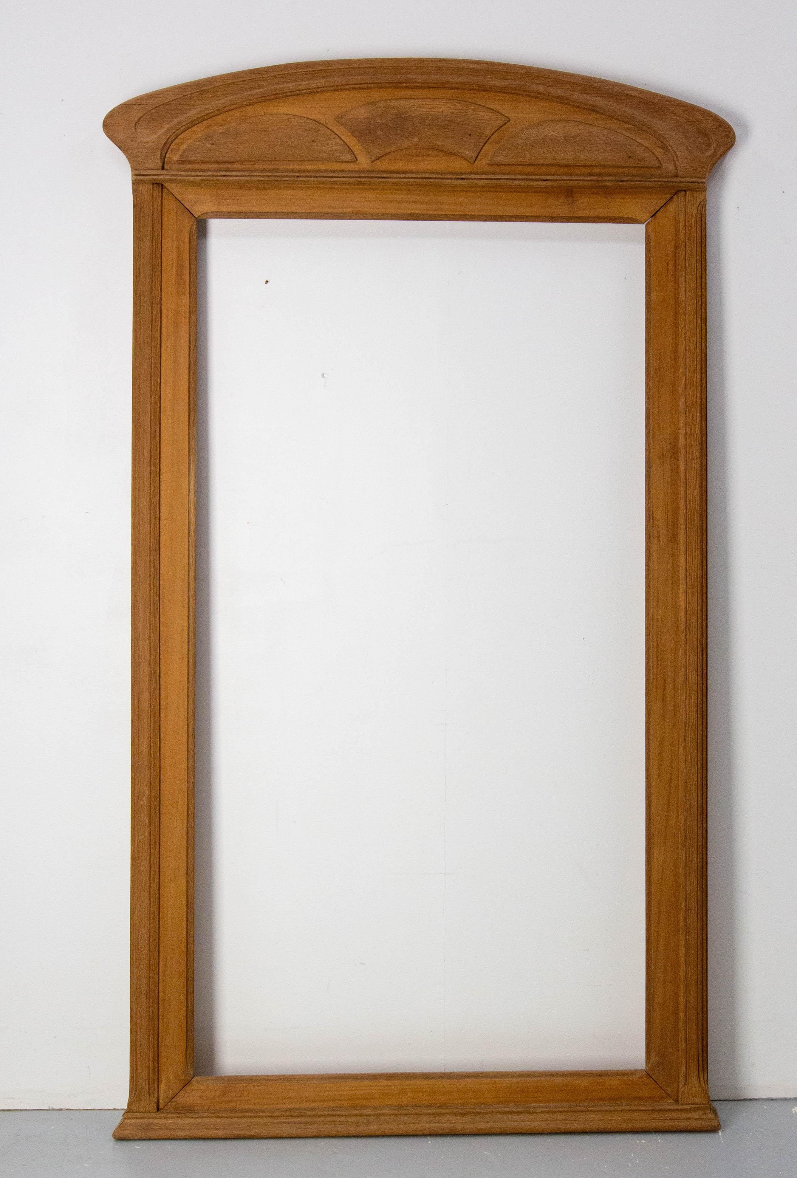 French Large Art Nouveau frame for mantelpiece mirror or picture Teak, circa 1920 For Sale