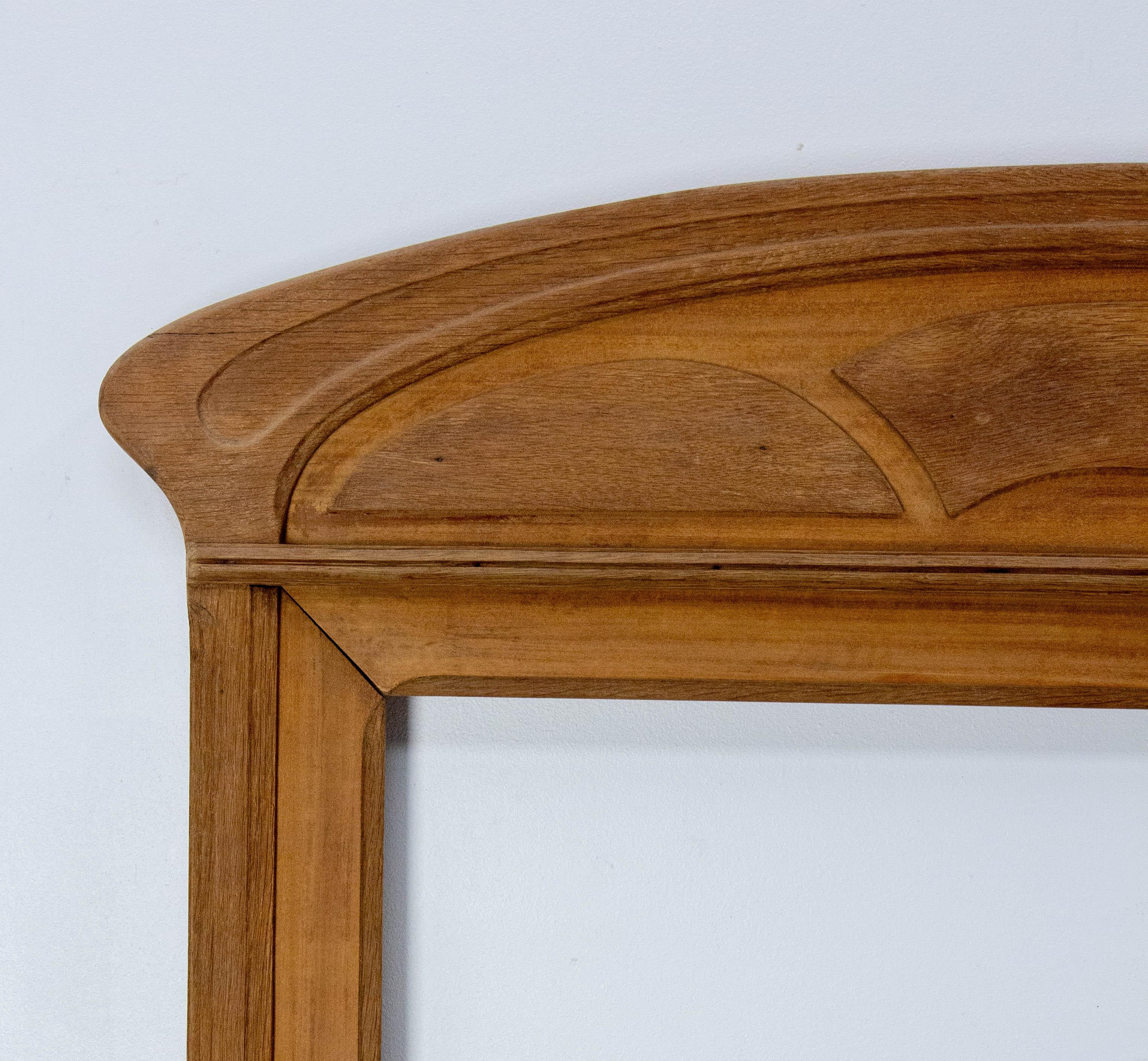 Gran marco Art Nouveau de teca para espejo o cuadro de repisa de chimenea, hacia 1920 en Bueno estado para la venta en Labrit, Landes