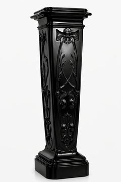 Art Nouveau Black Lacquer Pedestal, French, 20th Century