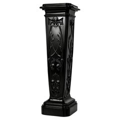 Art Nouveau Black Lacquer Pedestal, French, 20th Century