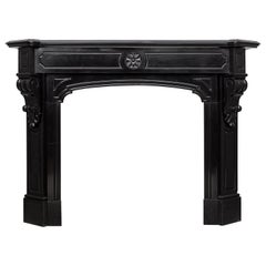 Art Nouveau Black Marble Antique Fireplace Mantel