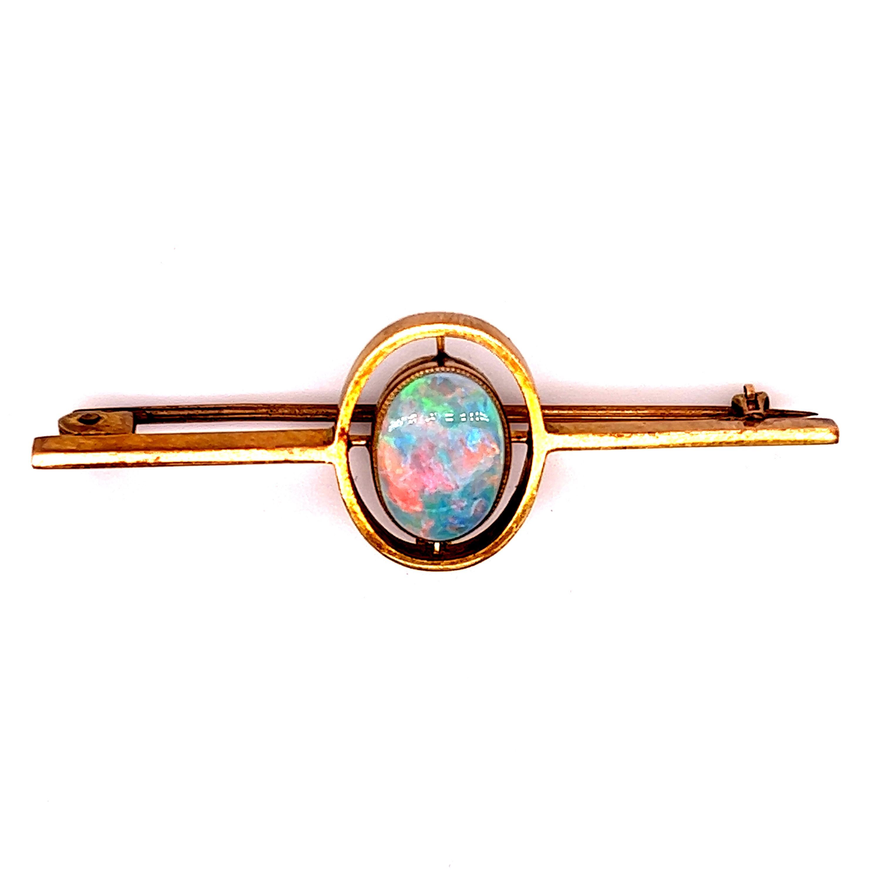 Fantastic design seen on this vintage treasure. This design is simple yet elegant. The brooch is crafted in 18k yellow gold and measures 2