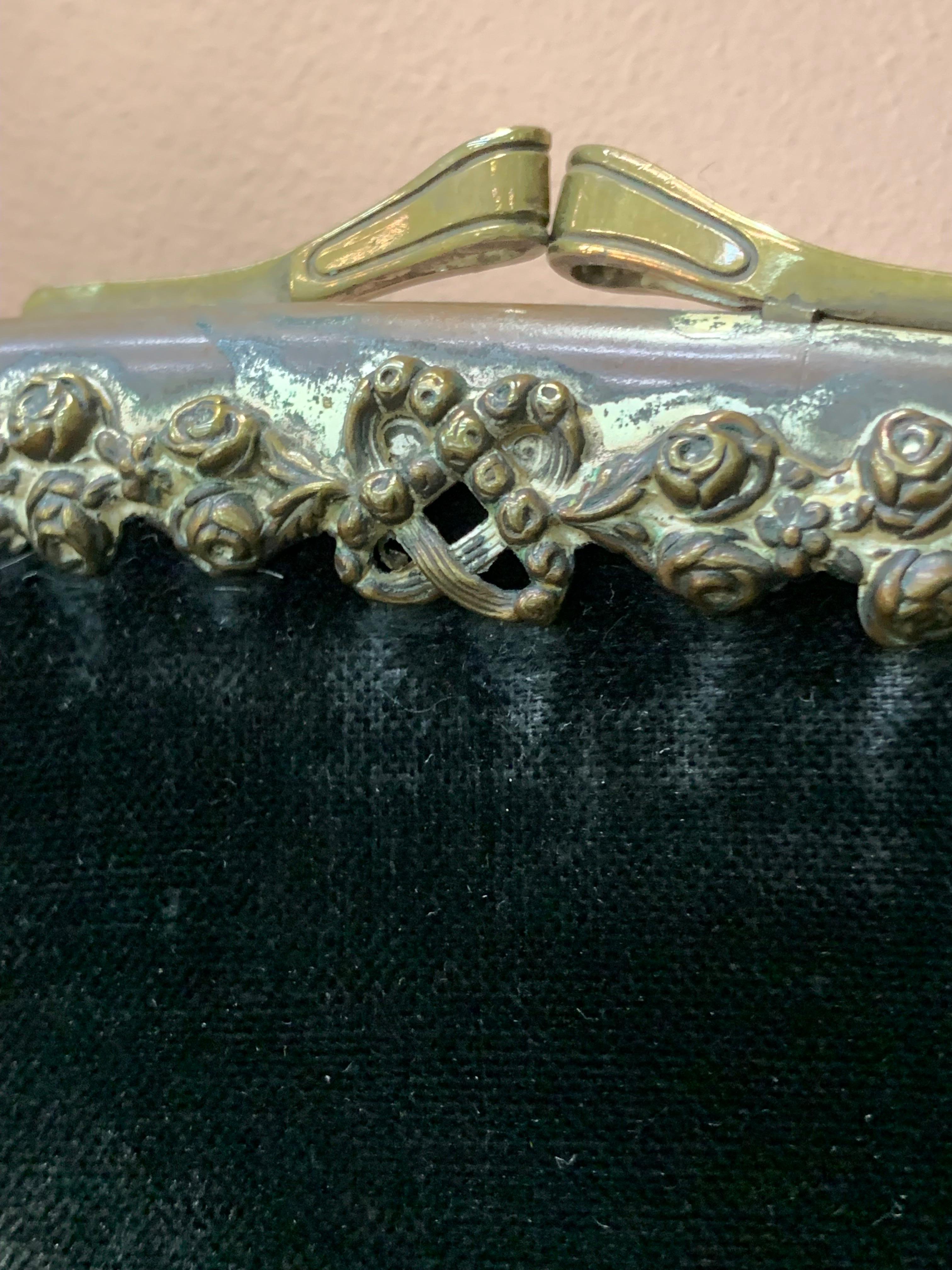Art Nouveau Black Silk Velvet & Fringed Handbag w Braid Strap & Tassels  For Sale 8