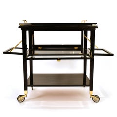 Art Nouveau Black Stained Serving Cart Tea Cart, Austria, 1910