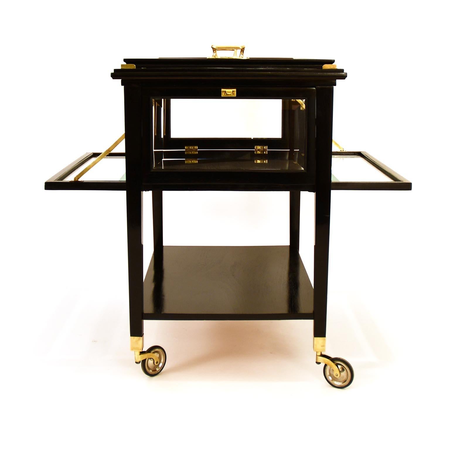 Art Nouveau Black Stained Serving Cart Tea Cart, Austria, 1910 In Good Condition In Vienna, AT