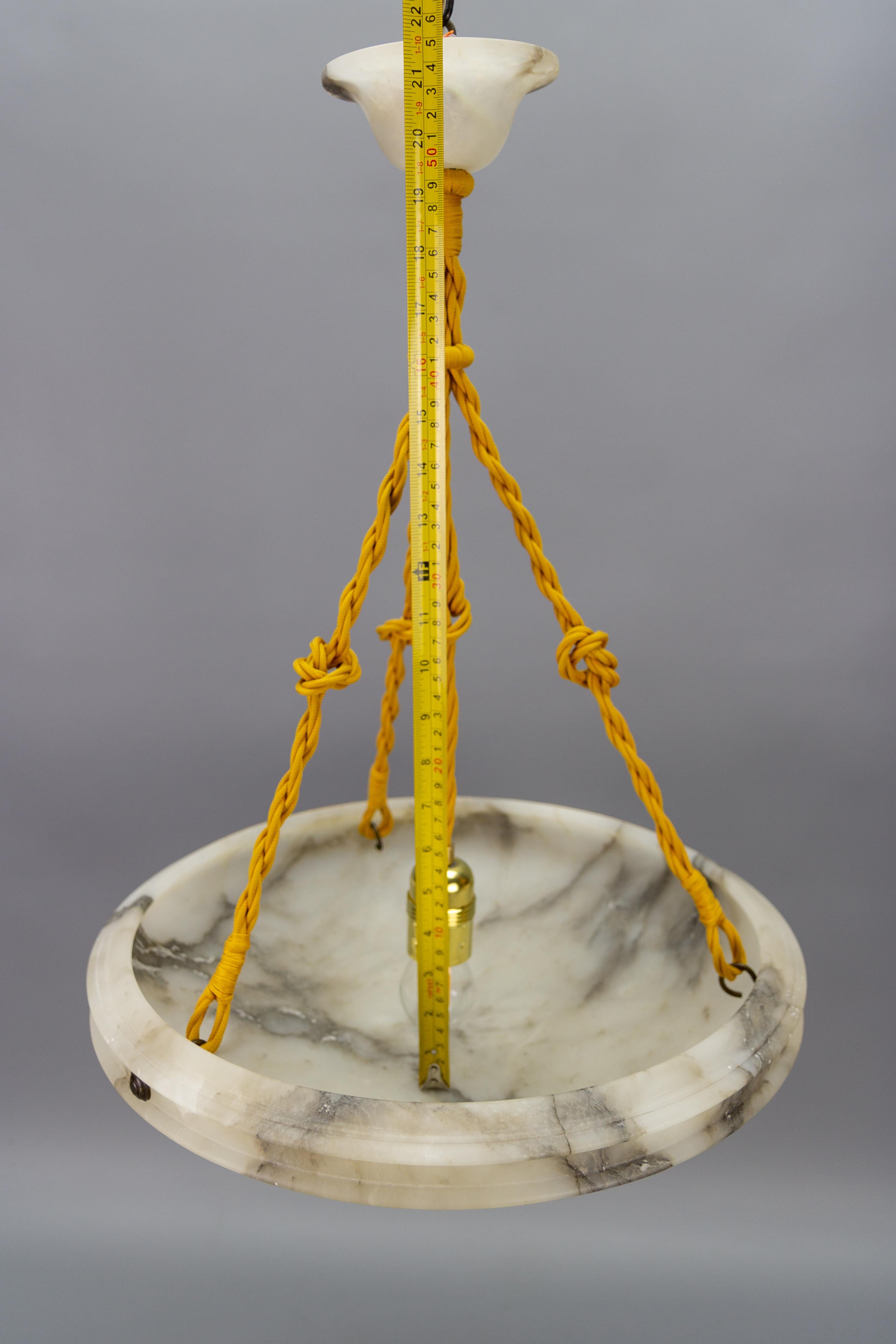 Art Nouveau Black Veined White Alabaster Pendant Light Fixture, ca. 1920 13