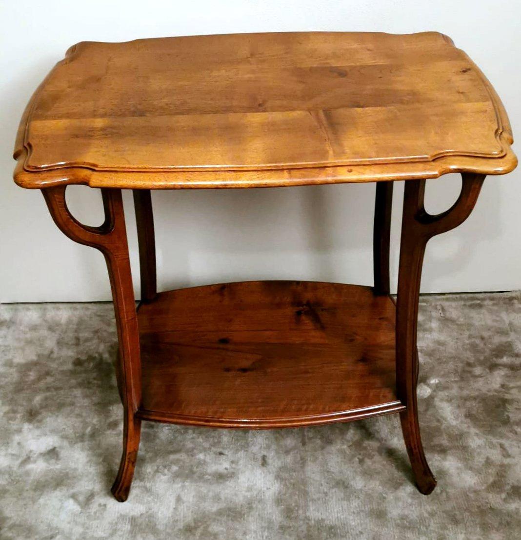 Hand-Crafted Art Nouveau Blond Walnut French Coffee Table