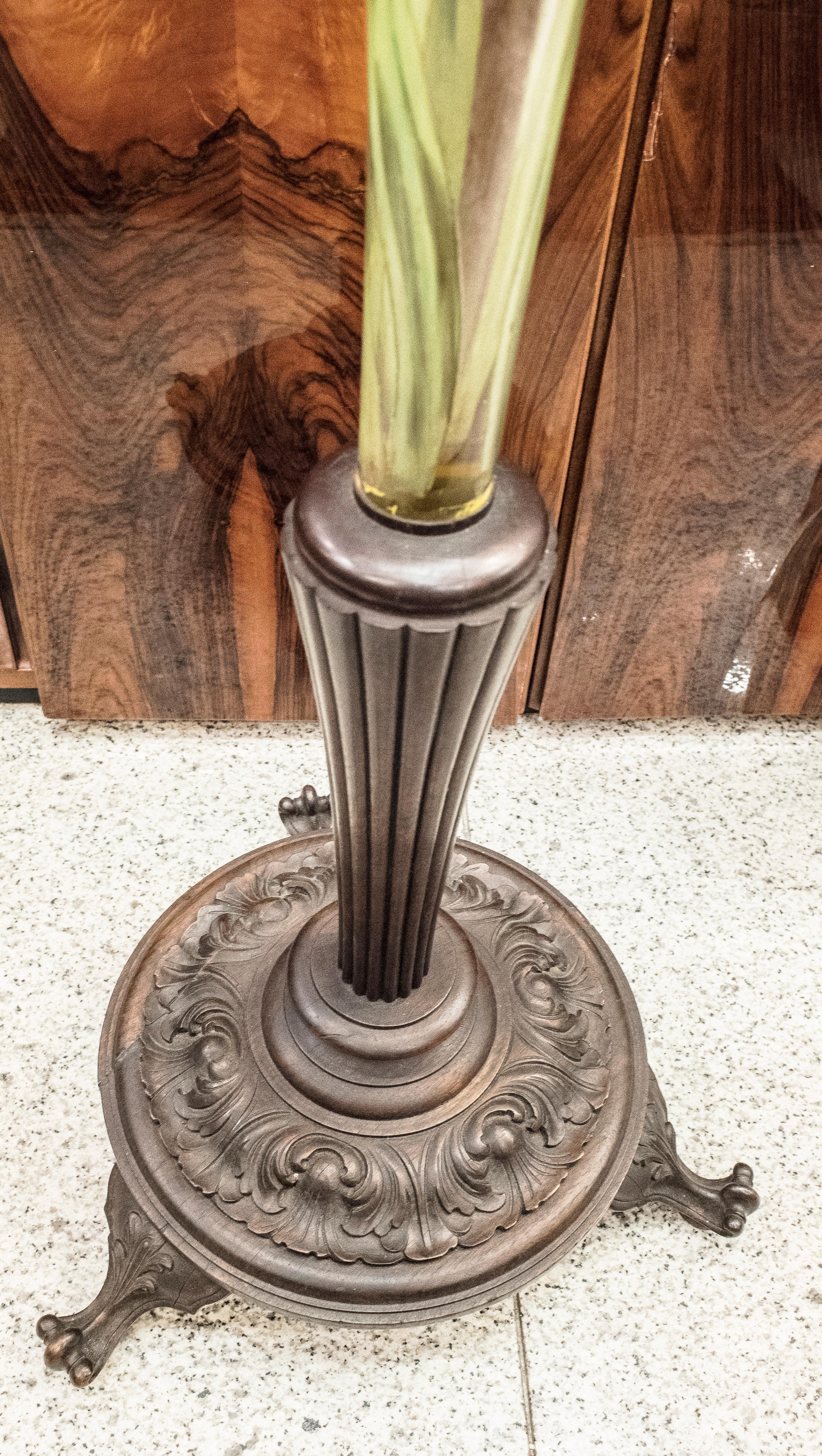 Art Nouveau Blown Glass Painted with Iris Pattern Vase 2