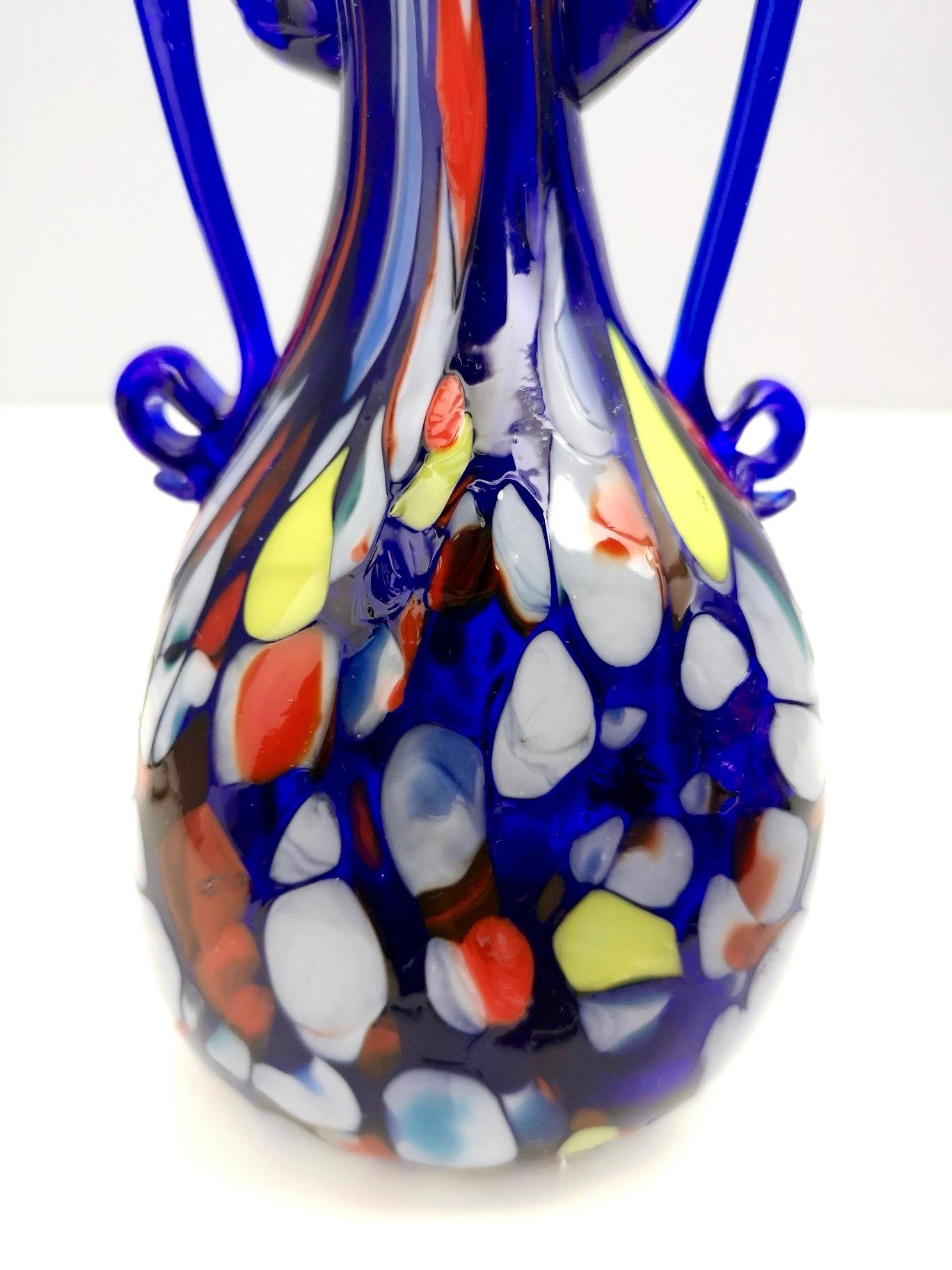 Vintage Art Nouveau Blue Murano Glass Vase Produced by Toso, Italy For Sale 5