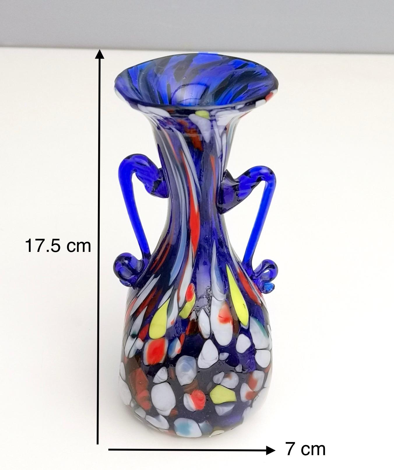 Art Nouveau Blue Murano Glass Vase Produced by Toso, Italy, 1920s-1930s 4