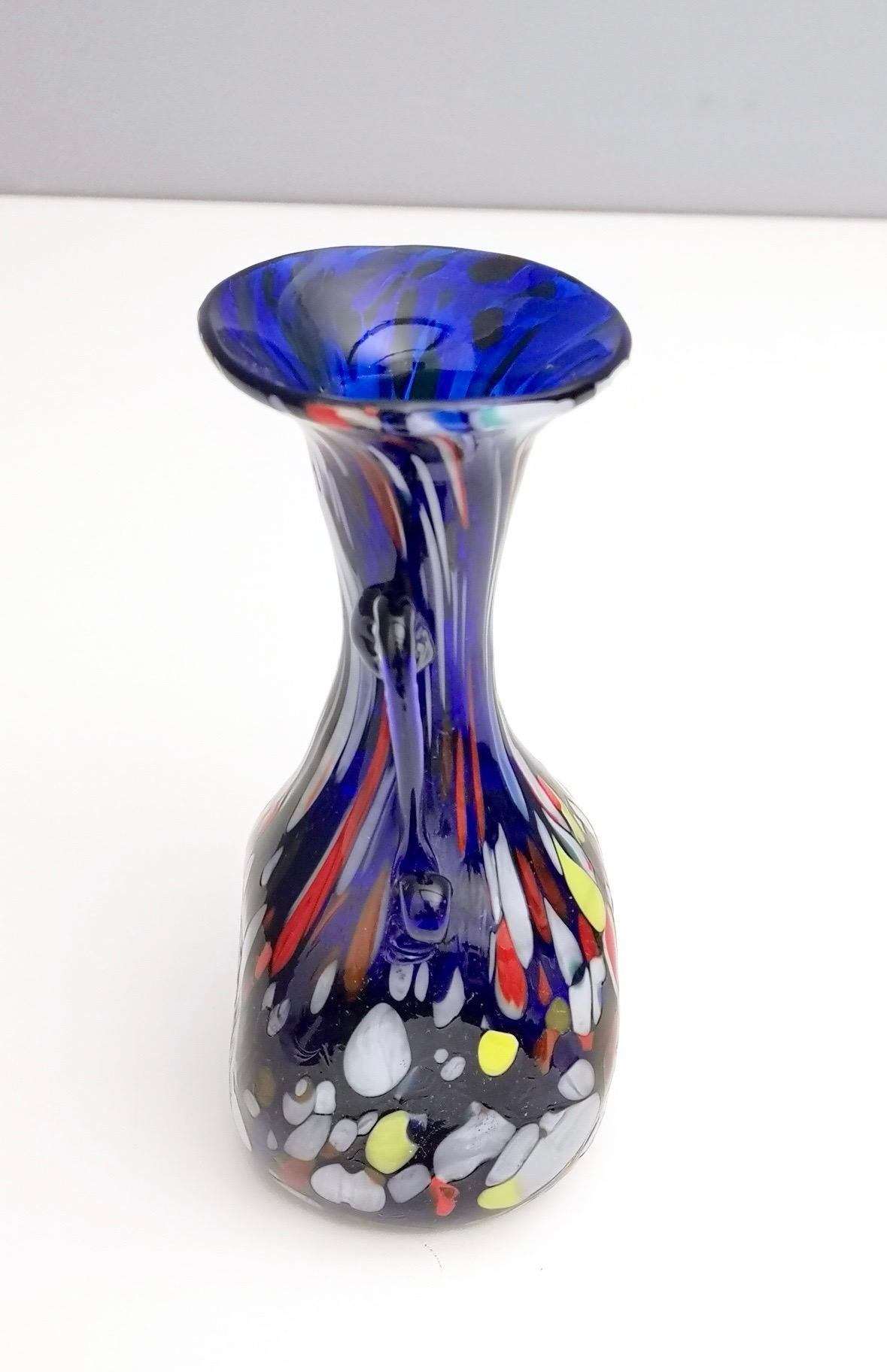 Vintage Art Nouveau Blue Murano Glass Vase Produced by Toso, Italy In Excellent Condition For Sale In Bresso, Lombardy