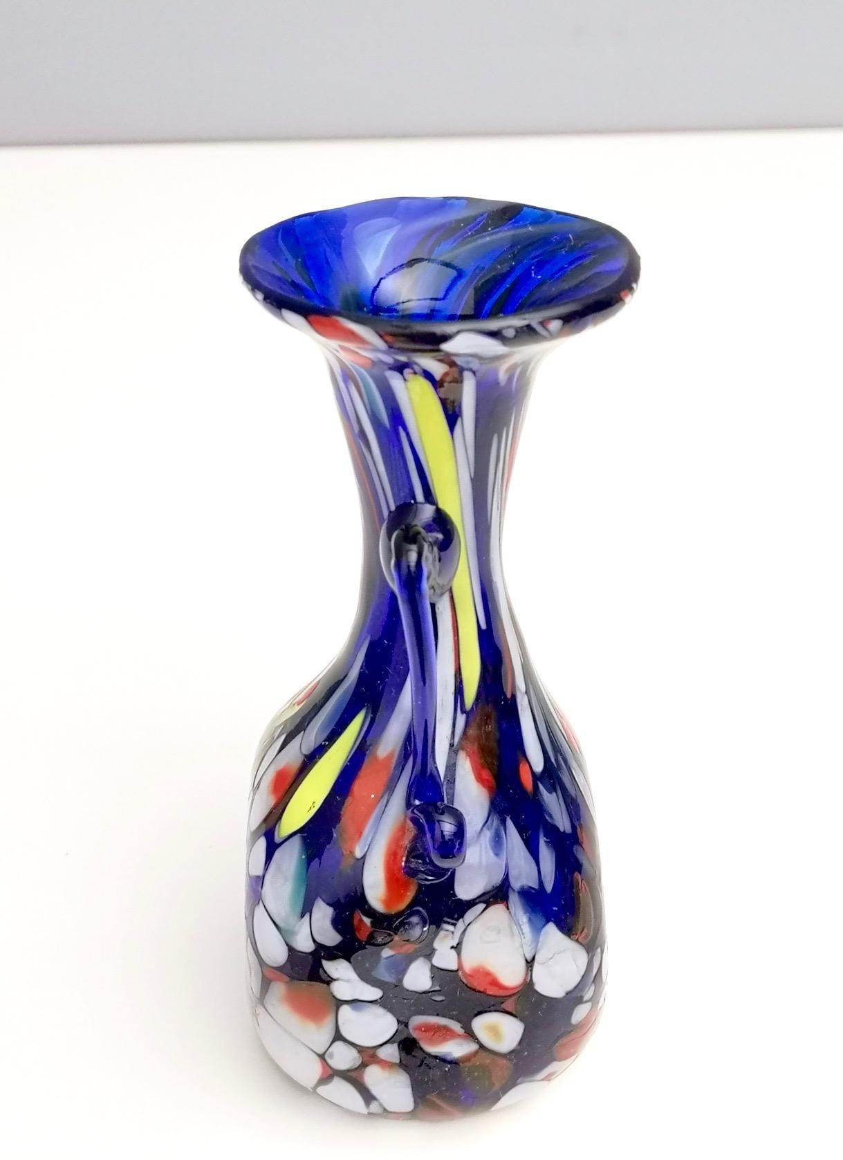 Early 20th Century Vintage Art Nouveau Blue Murano Glass Vase Produced by Toso, Italy For Sale