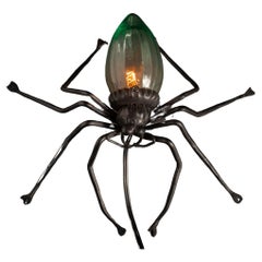 Antique Art Nouveau Blue Spider Lamp by Unknown European Artist