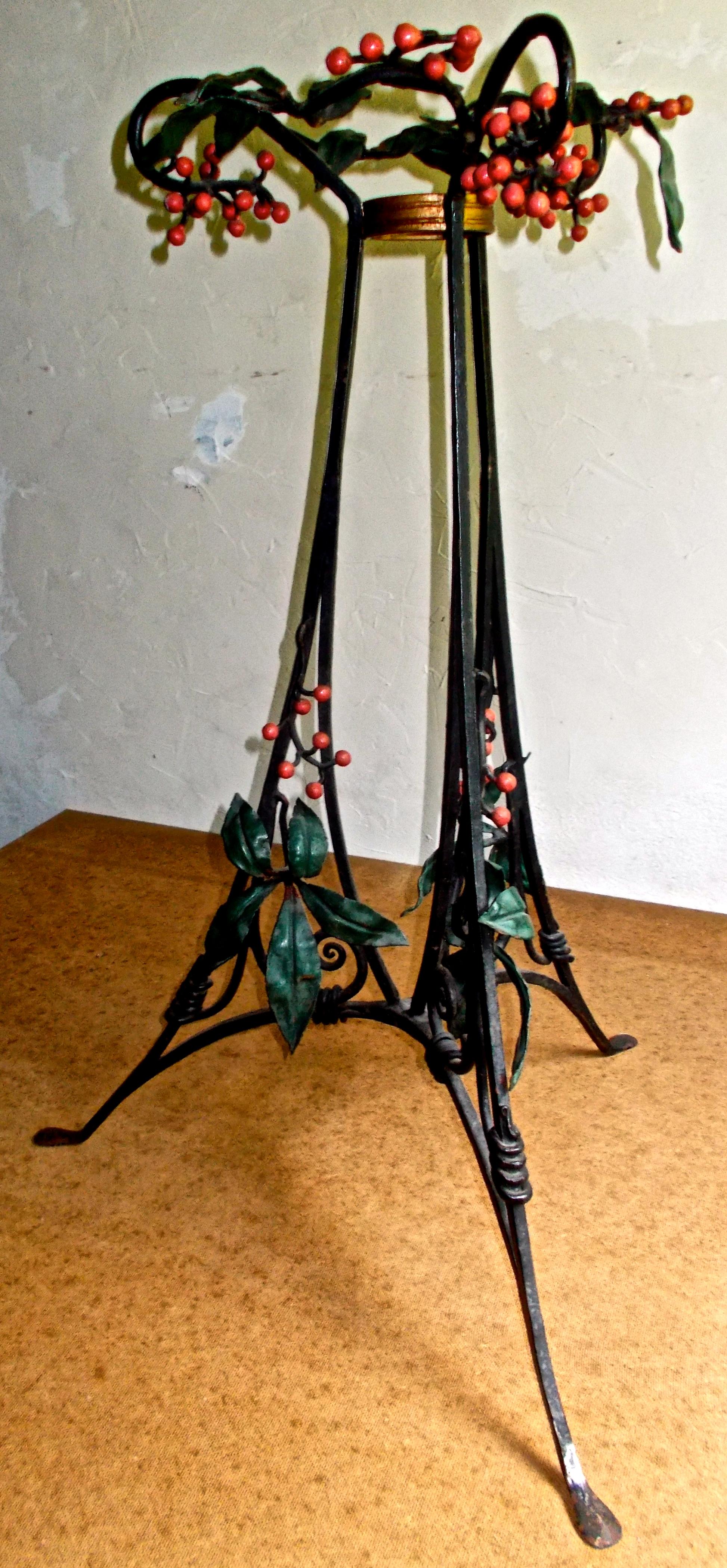 French Art Nouveau Botanical Fantasy Pedestal Planter