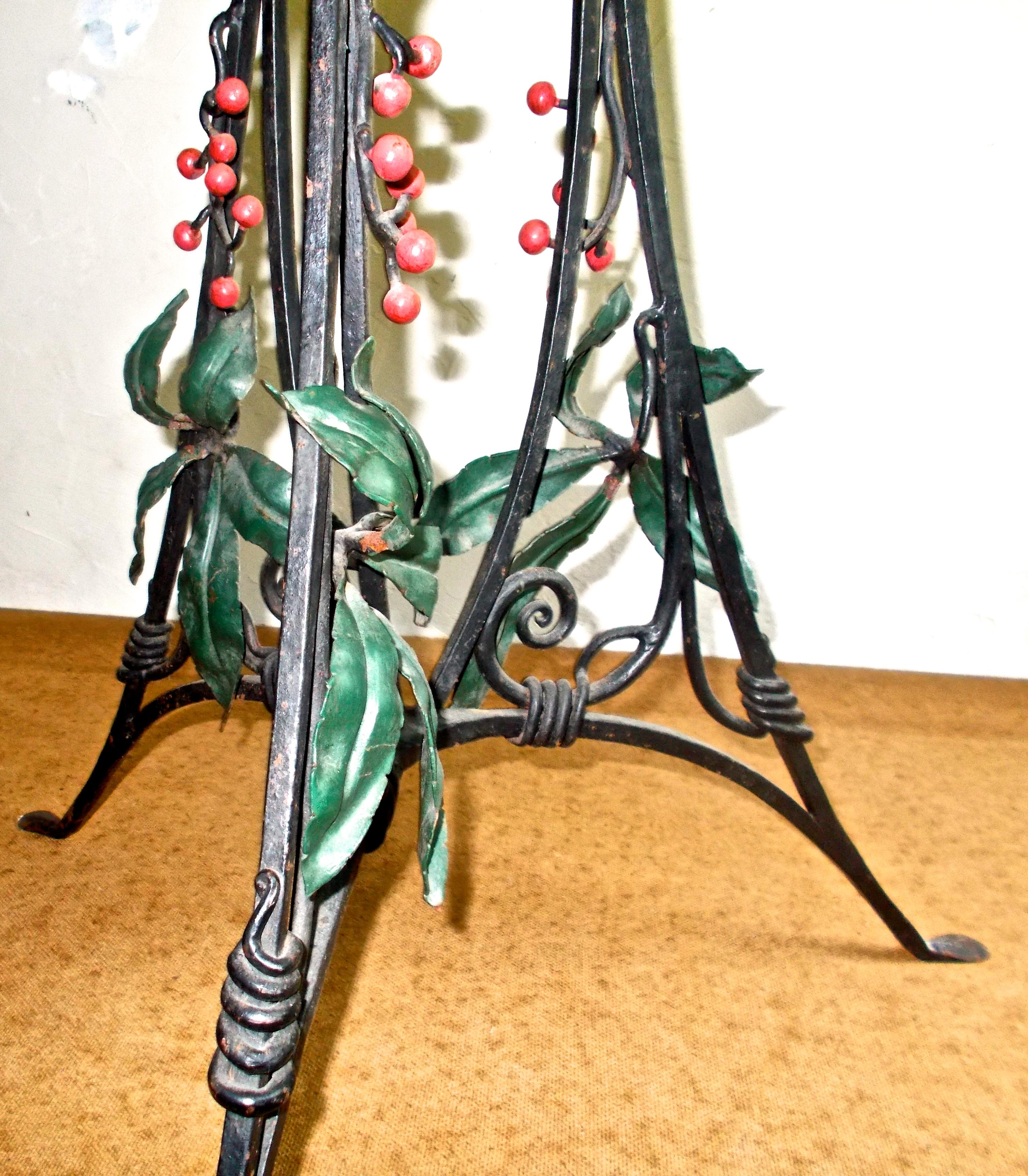 Painted Art Nouveau Botanical Fantasy Pedestal Planter