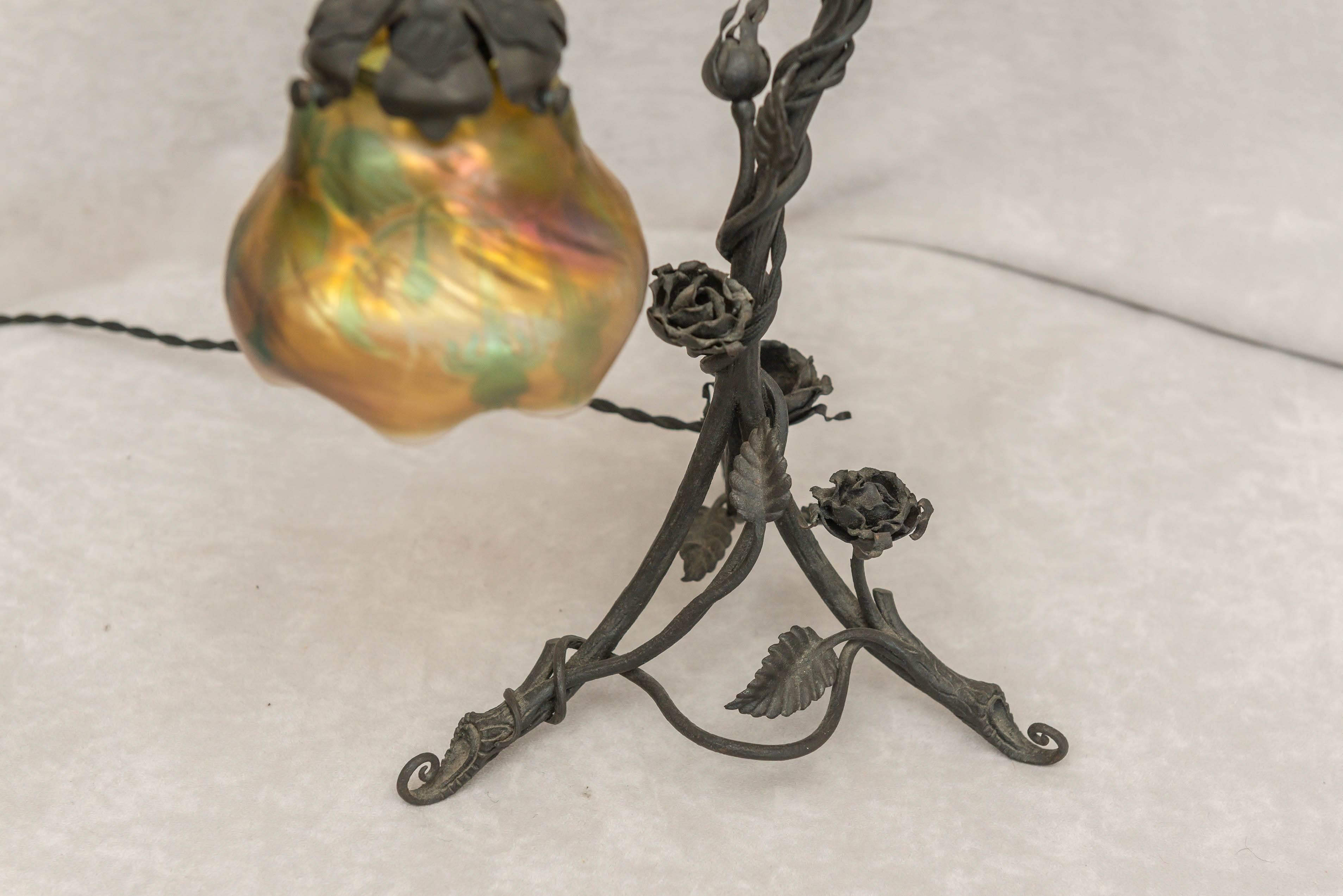 Art Nouveau Boudoir Lamp with Cameo Glass Shade 1