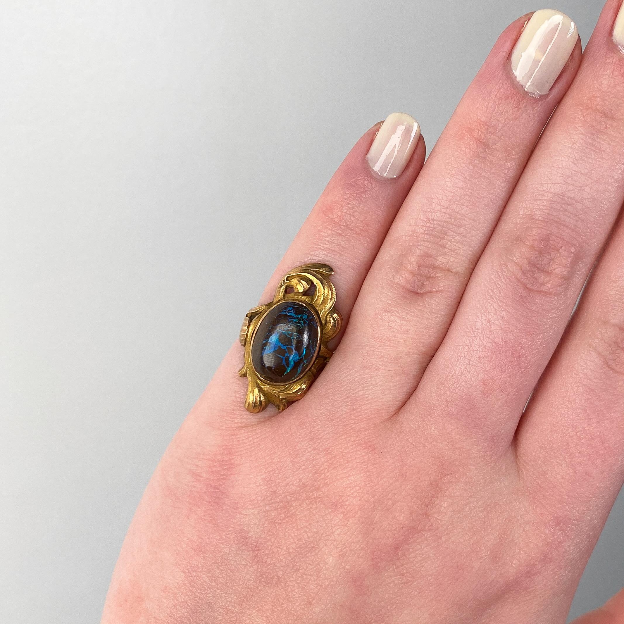Jugendstil Boulder Opal Ring aus 10k Gold im Zustand „Gut“ im Angebot in Lewisburg, PA