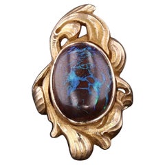 Art Nouveau Boulder Opal Ring of 10k Gold