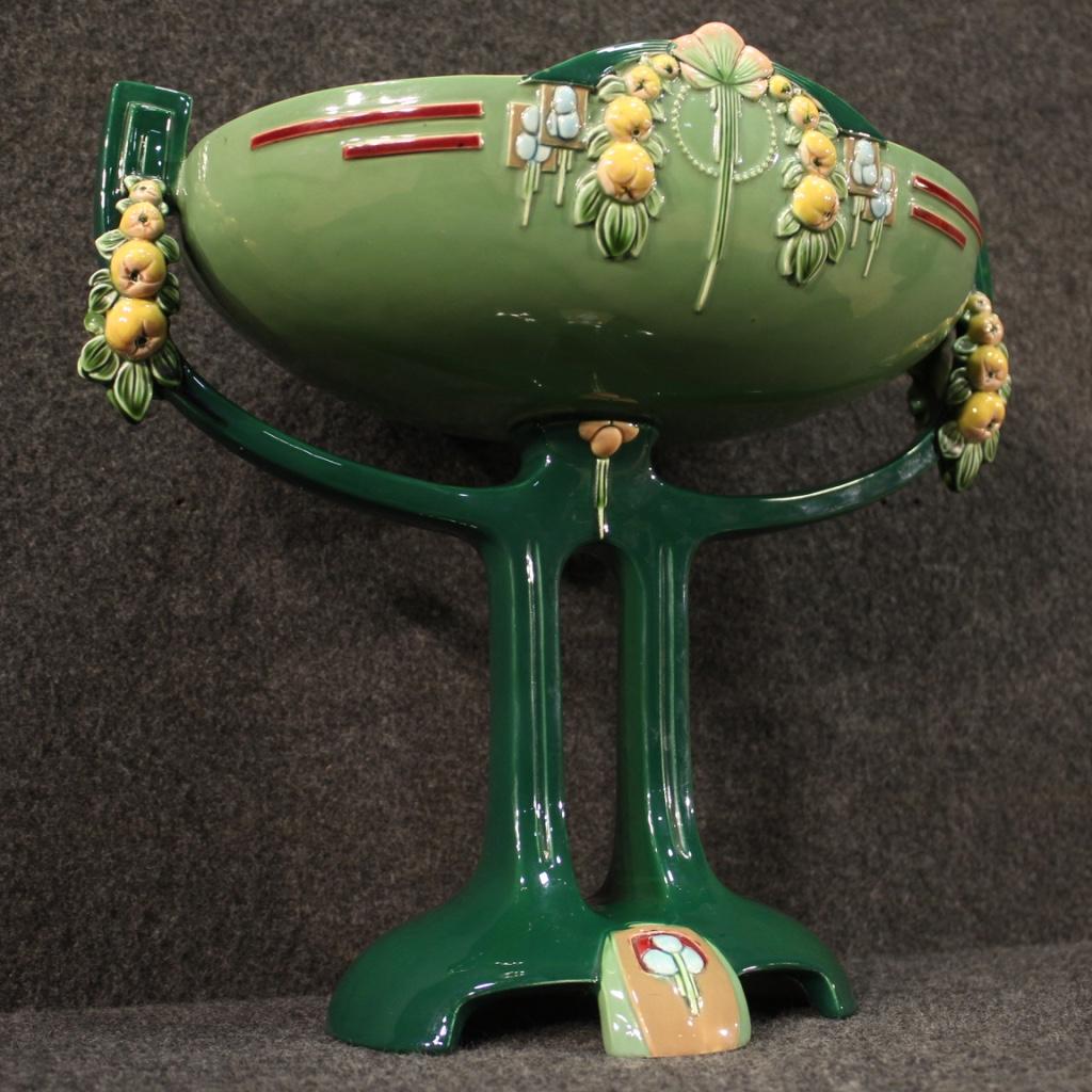 Art Nouveau Bowl in Glazed Majolica from Eichwald, 20th Century For Sale 4