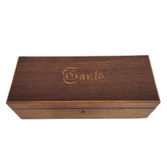 Art Nouveau Box , fold-out glove box with marquetry inscription, France