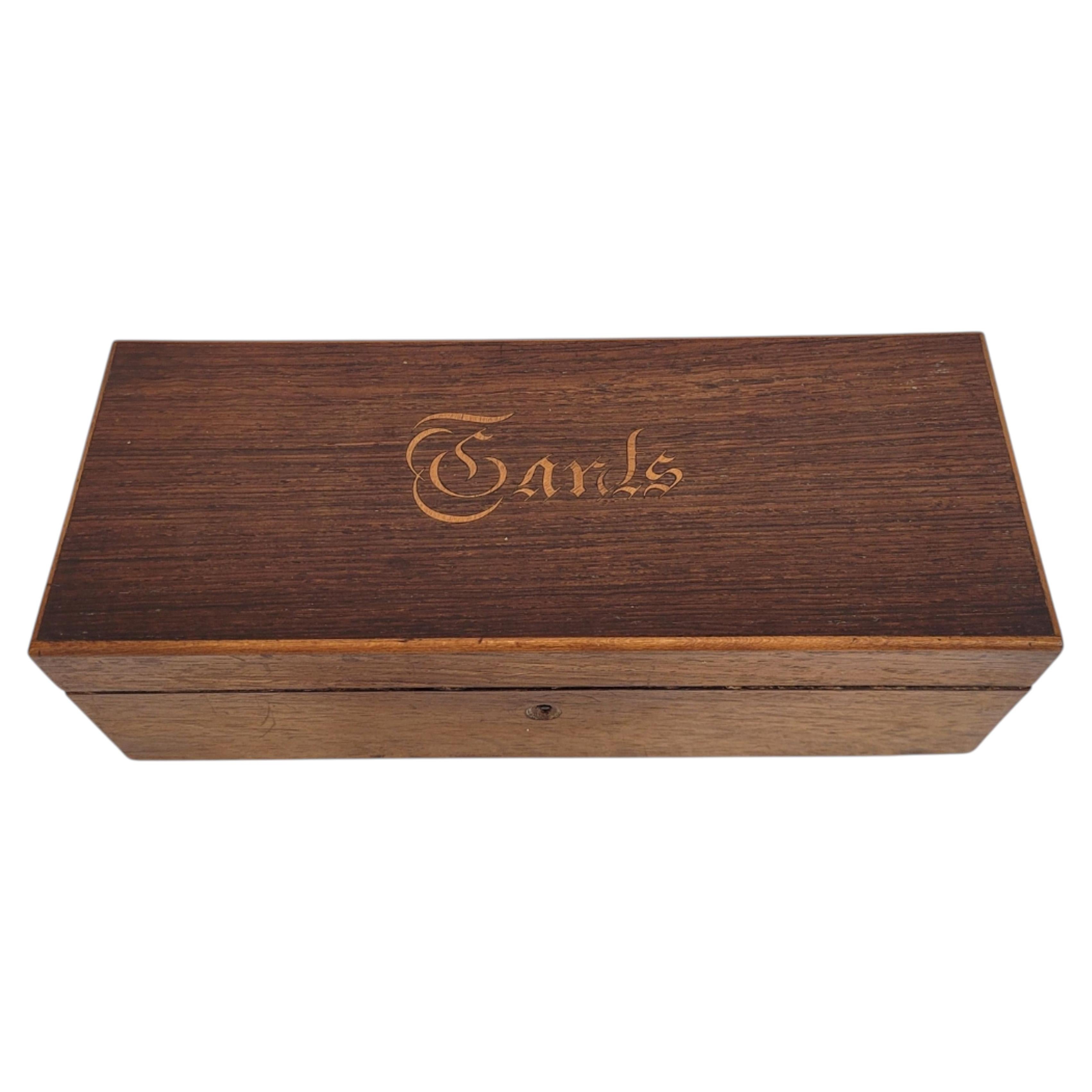 Boîte Art Nouveau, boîte à gants pliante avec inscription en marqueterie, France en vente