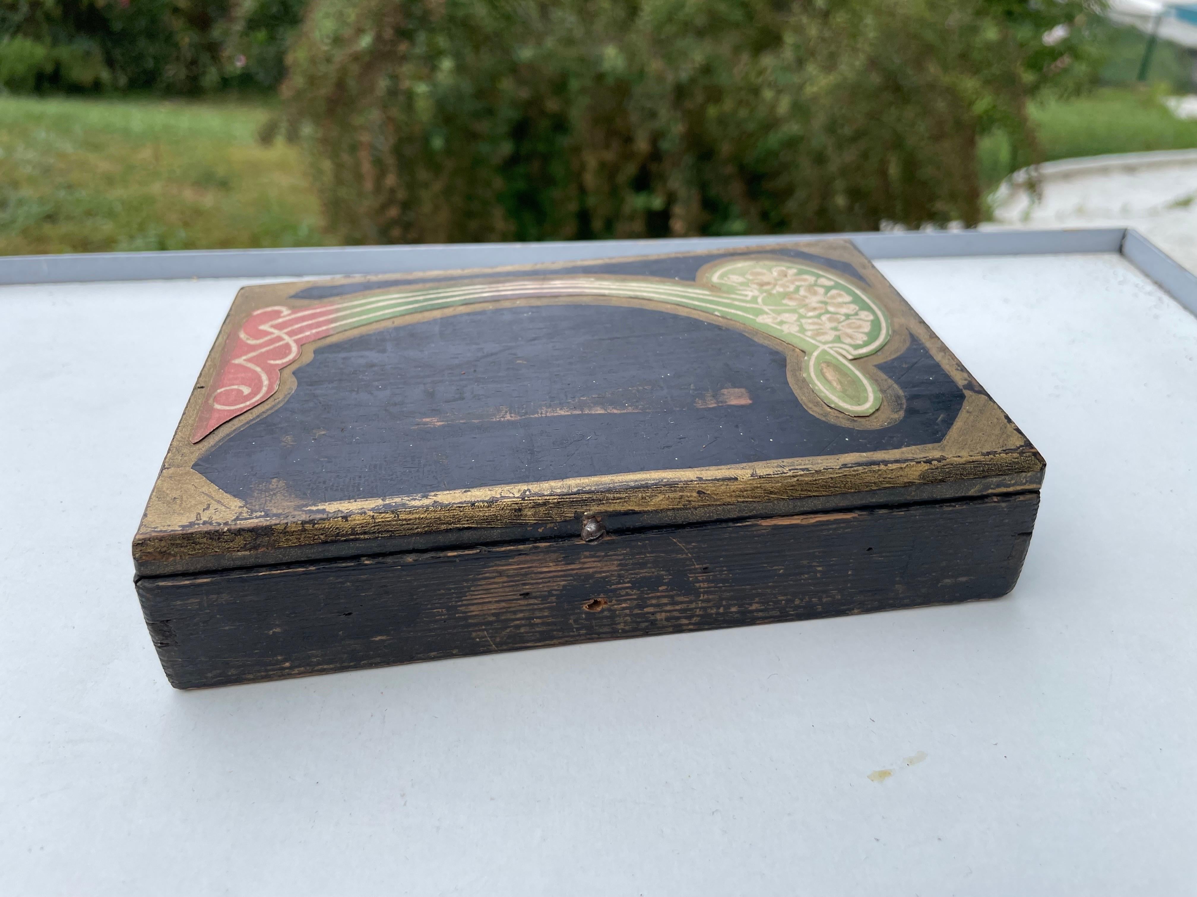 French Art Nouveau Box, Hand Painted, France Circa 1920 For Sale
