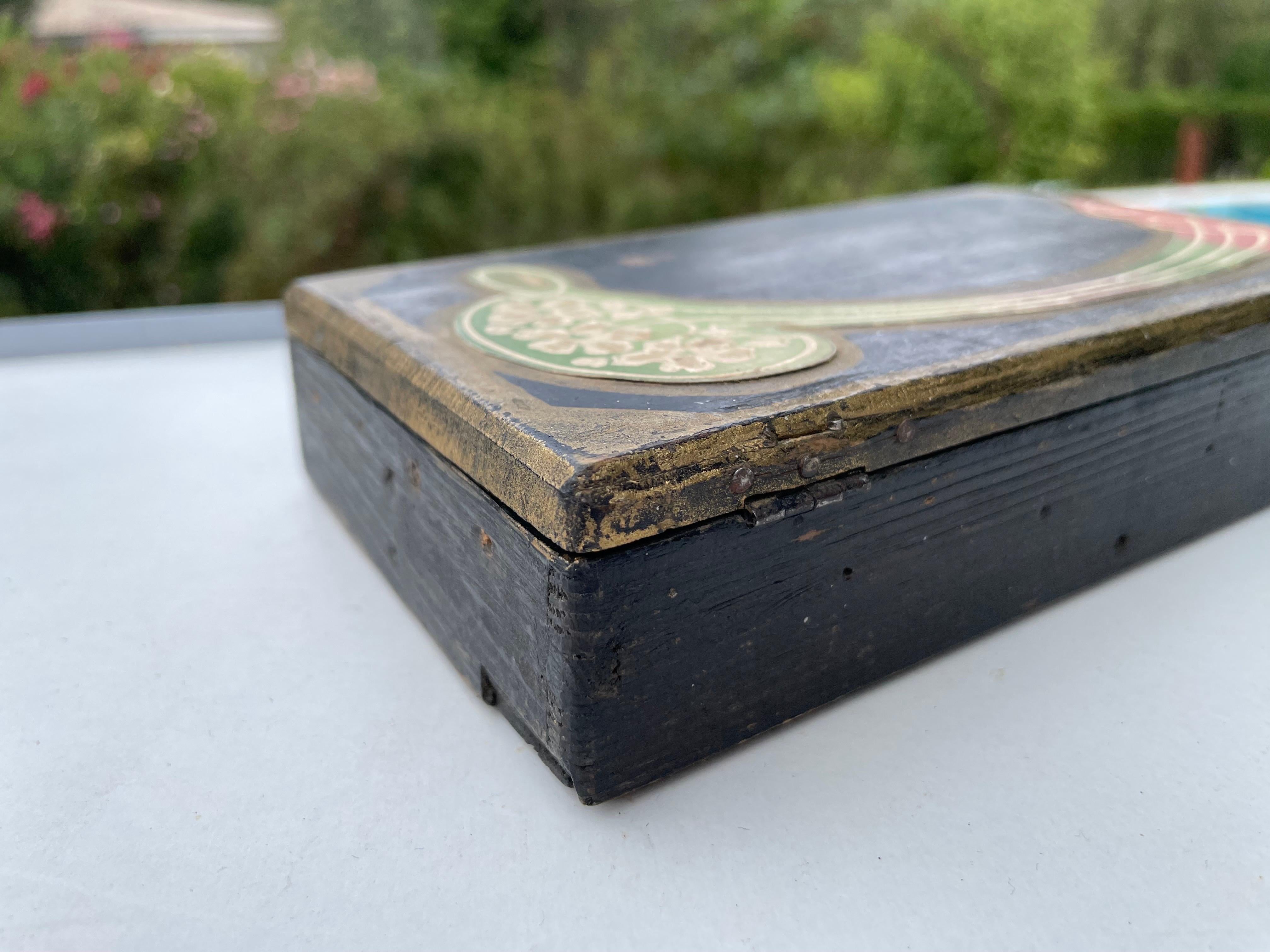 Early 20th Century Art Nouveau Box, Hand Painted, France Circa 1920 For Sale