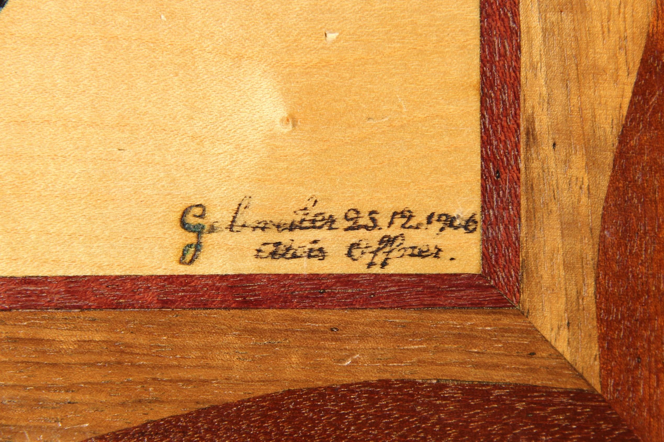 Caja Art Nouveau con marquetería, Alemania, fechada en 1906 en venta 1