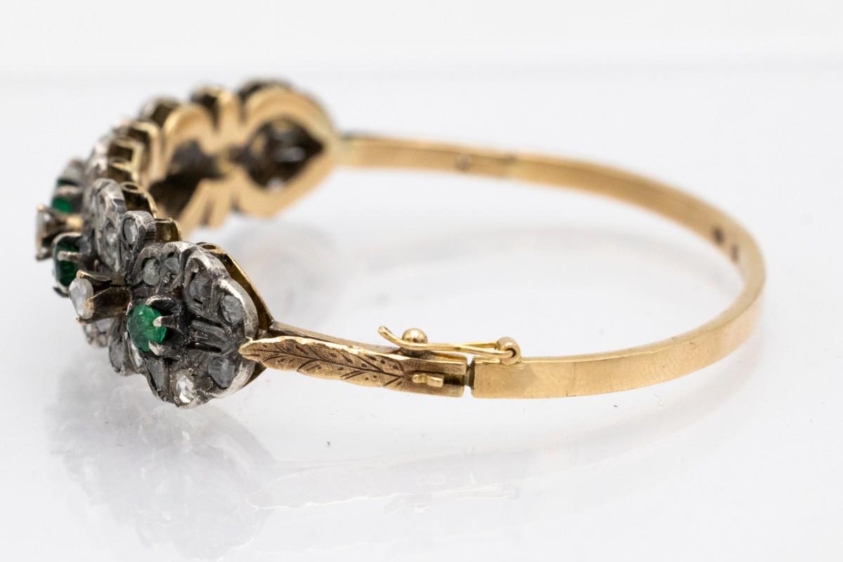 Art Nouveau bracelet with diamonds and emeralds, Russia, late 19th century. For Sale 3