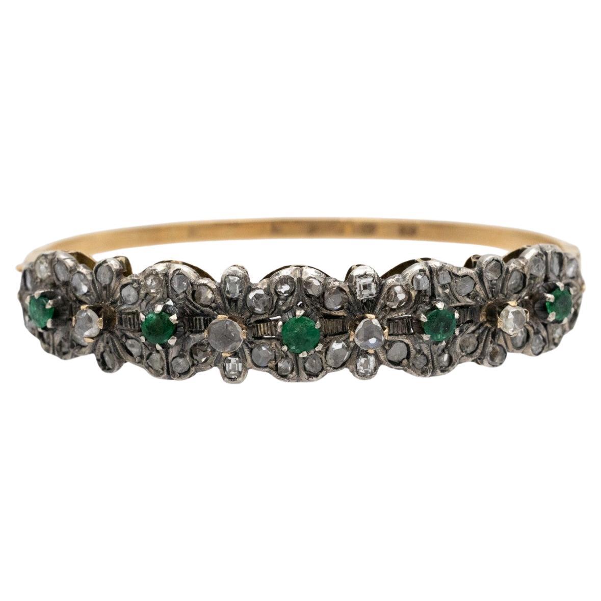 Art Nouveau bracelet with diamonds and emeralds, Russia, late 19th century. For Sale