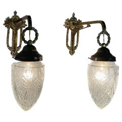 Art Nouveau brass 1950s wall light