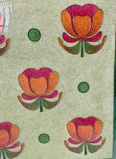 Art Nouveau Brass And Beaded Glass Firesreen