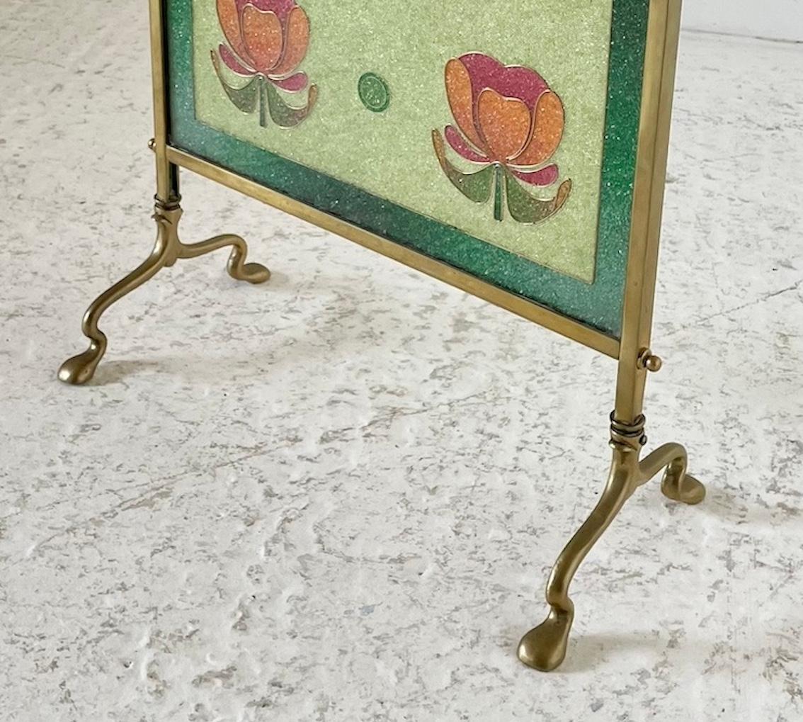 Art Nouveau Messing und Glasperlen Kaminschirm (Englisch)