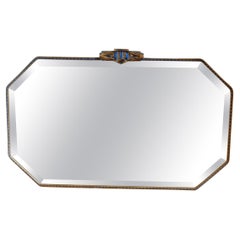 Art Nouveau Brass and Blue Enamel mirror