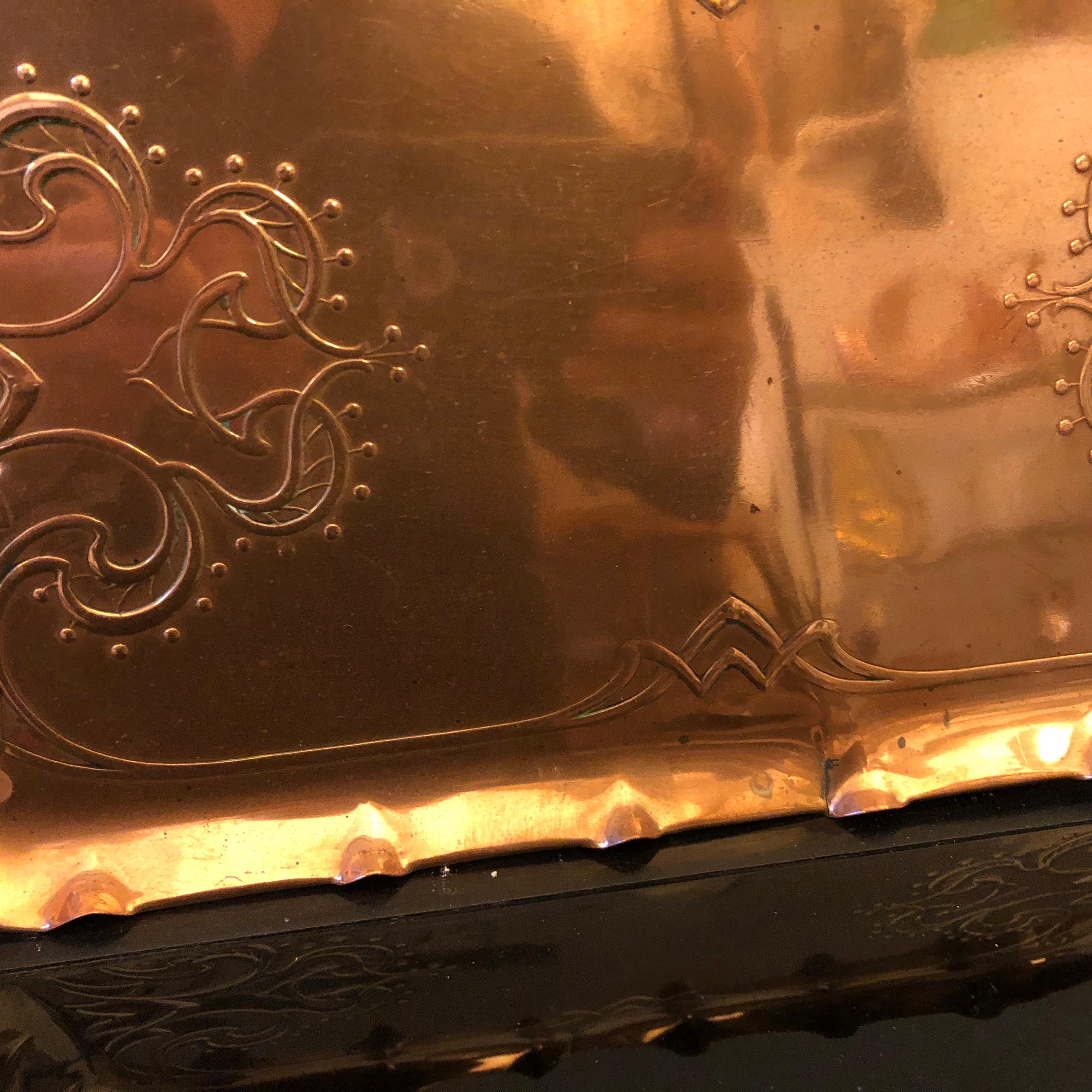 English Art Nouveau Brass and Copper British Tray, circa 1900