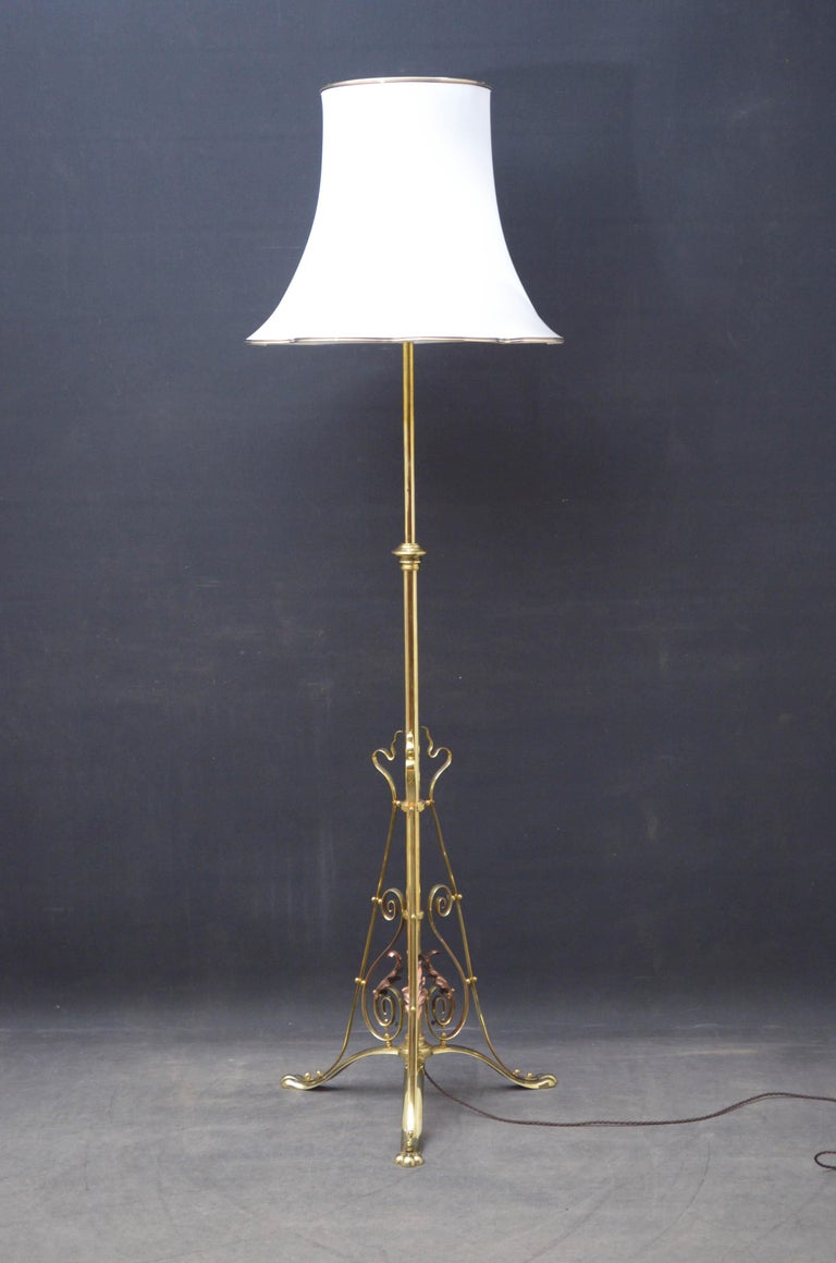 Art Nouveau Brass and Copper Floor Lamp at 1stDibs