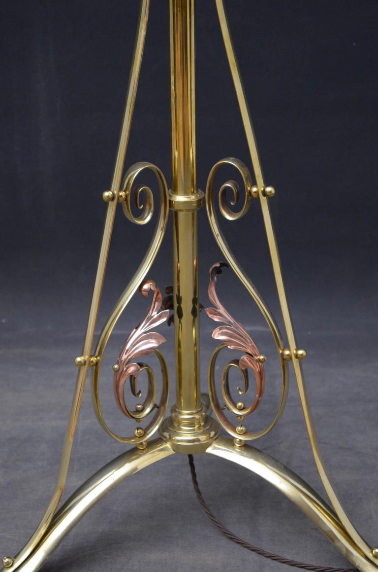 Art Nouveau Brass and Copper Floor Lamp at 1stDibs