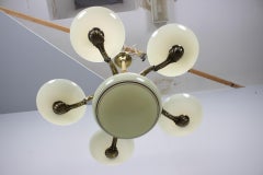 Art Nouveau Brass and Glass Chandelier, 1910s