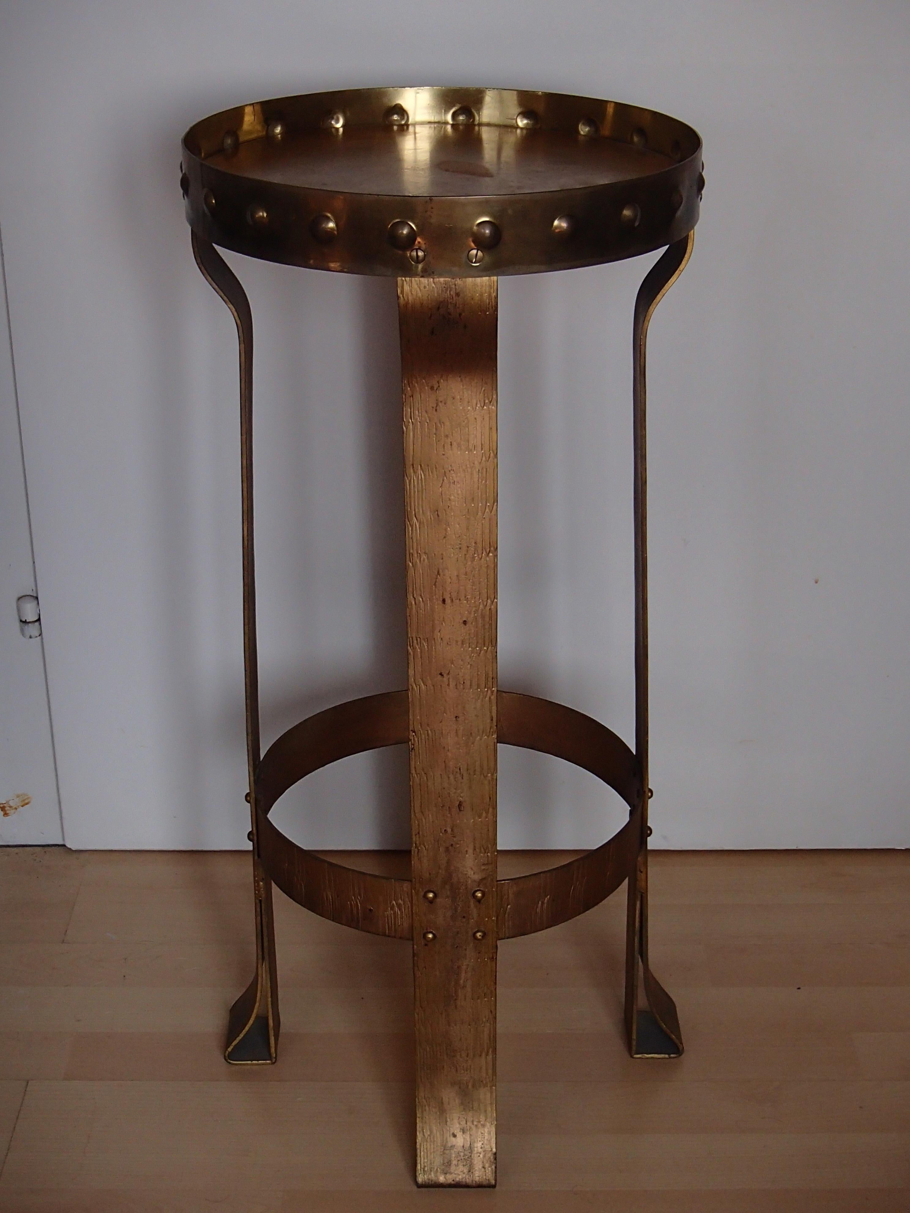 Early 20th Century Art Nouveau Brass and Wrote Iron Stand For Sale