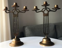 Art Nouveau Brass Candelabras